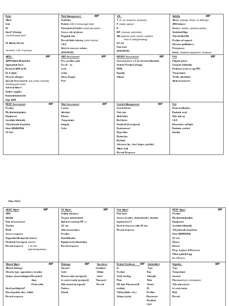 Patient Care Assessment Checklist | PDF