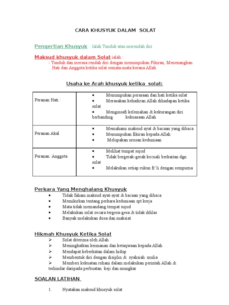Khusyuk Solat Pdf