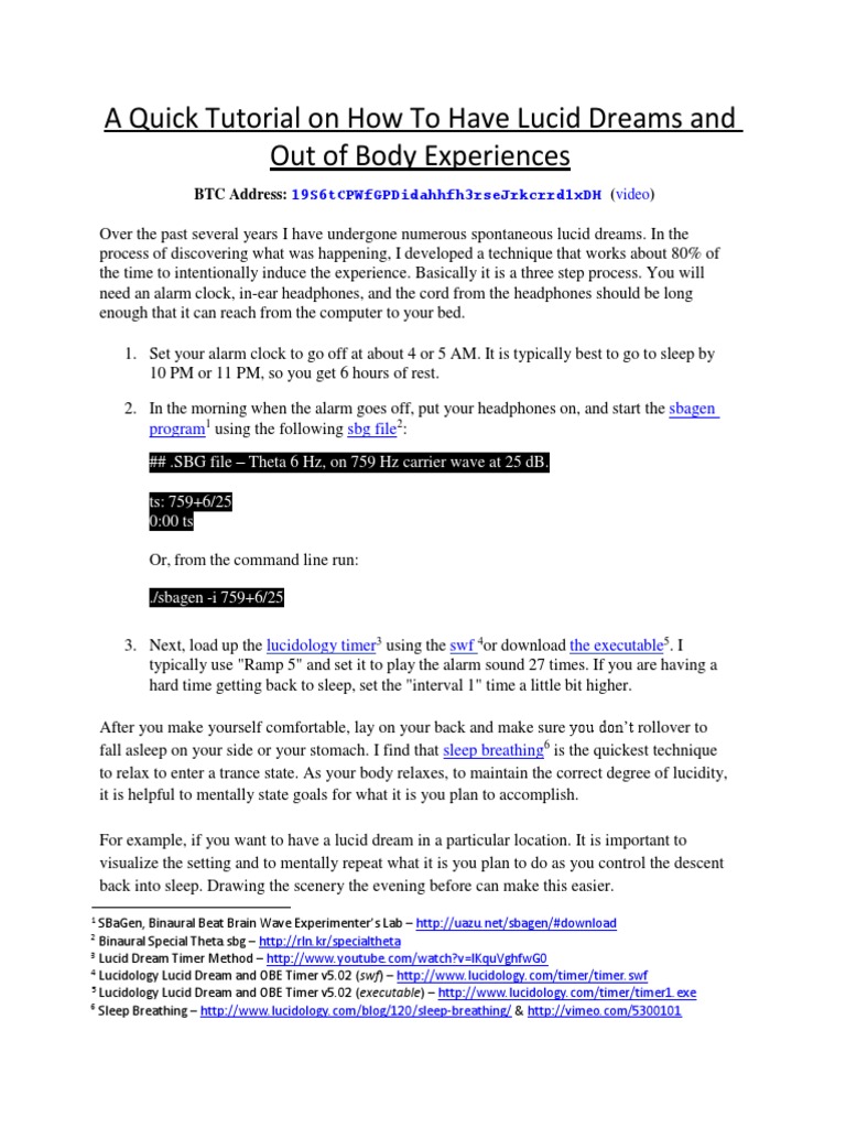 A Quick Tutorial On How To Have Lucid Dreams Download Free Pdf
