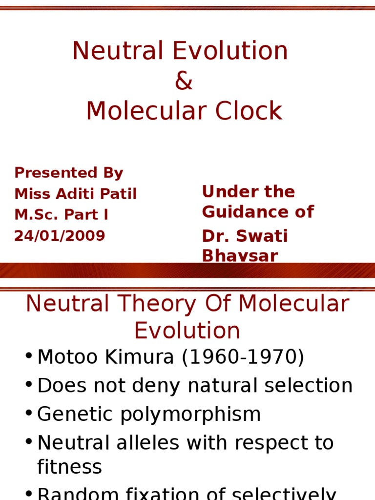 Neutral Evolution and Molecular Clocks PDF Molecular