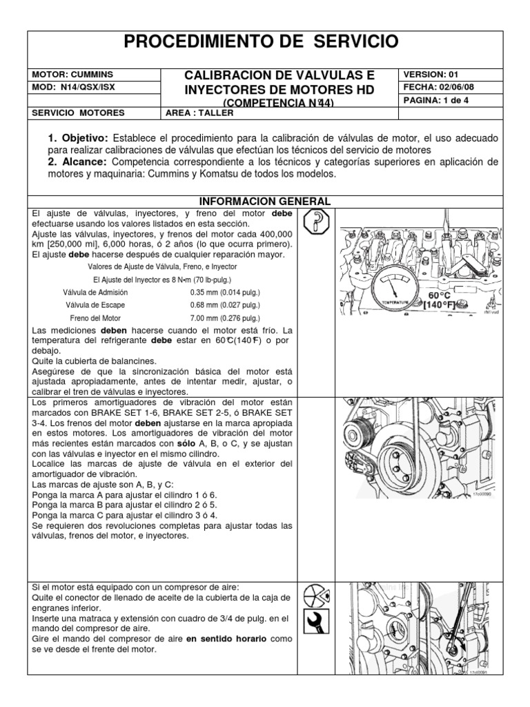 Calibración De Válvulas E Inyectores Cummins Pdf 
