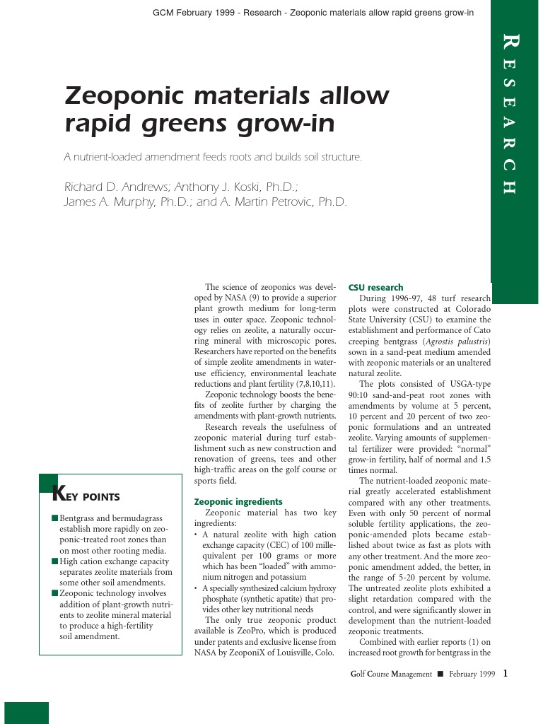 Zeoponic | PDF | Golf Course | Soil Fertility