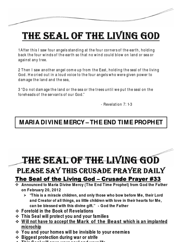 Seal of the Living God: Divine Protection | PDF | Sin | Prayer