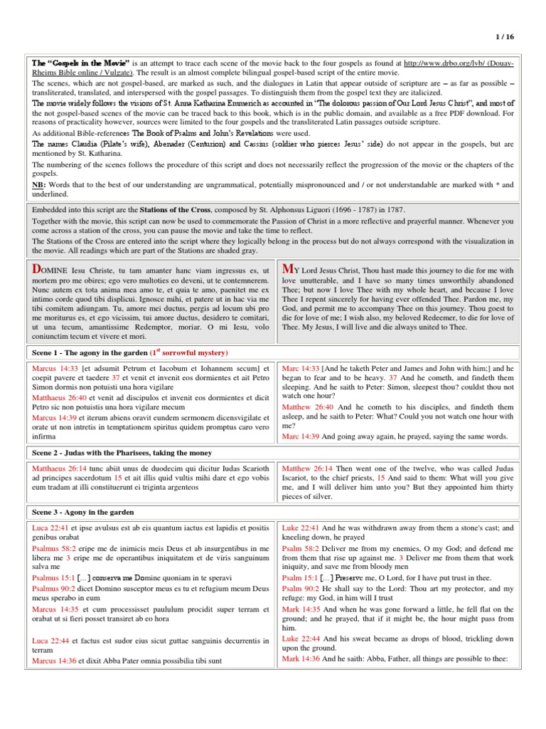 Passion of The Christ Script Latin English PDF Gospels Pontius
