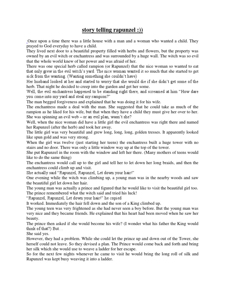 Story Telling Rapunzel Rapunzel