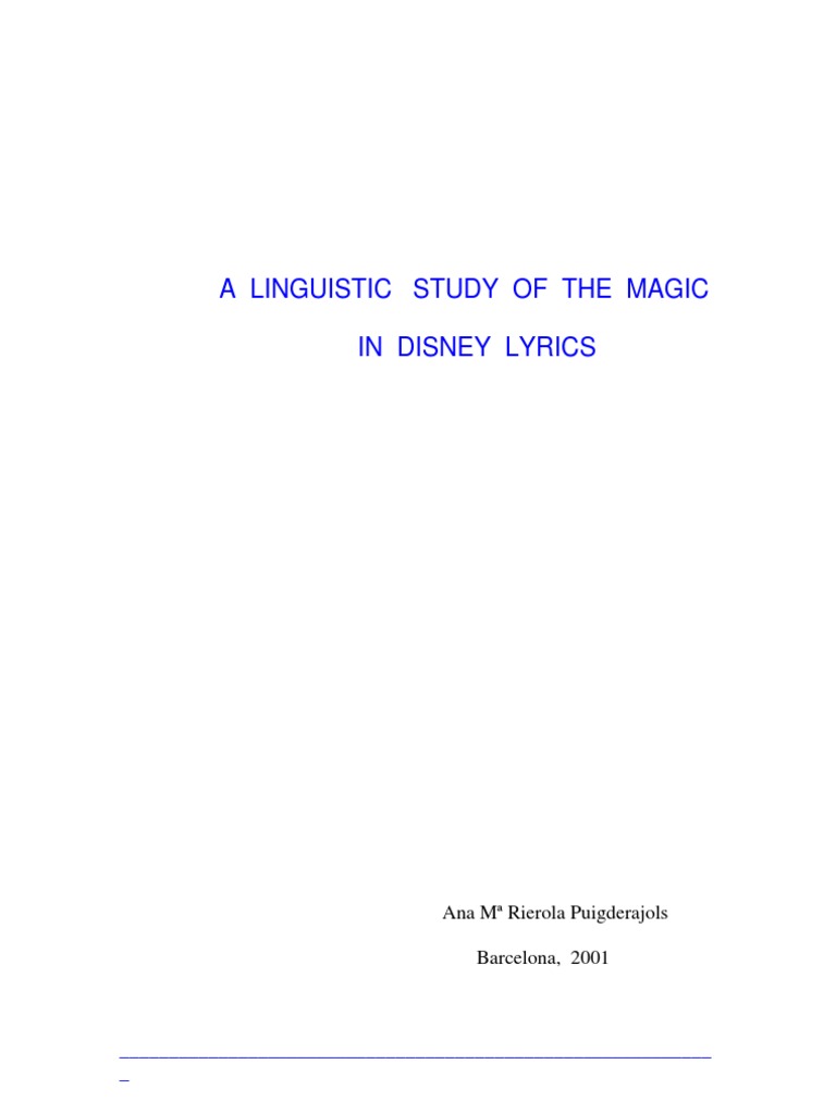 Disney Lyrics Analysis Magic Paranormal Fable