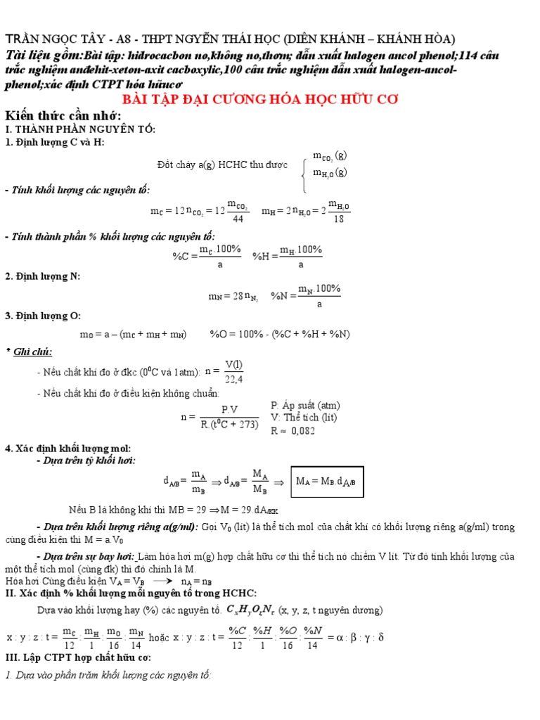 Bai Tap Tong Hop Hoa Huu Co 11cuc Hay | PDF