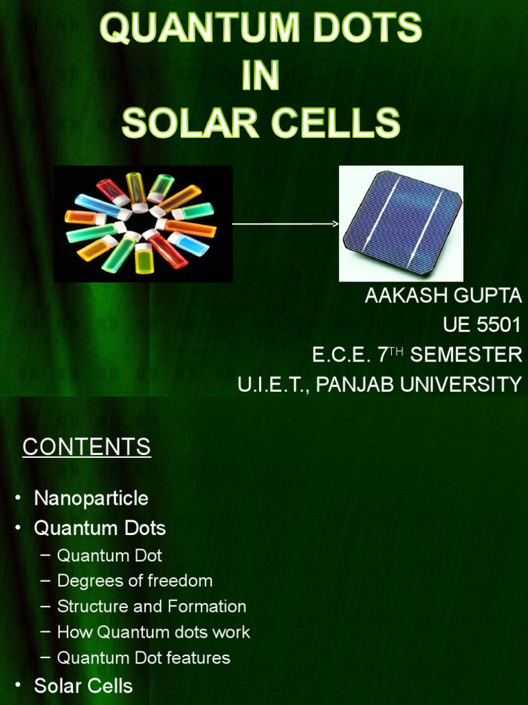 Quantum Dots in Solar Cell Technology | PDF | Solar Cell | Band Gap