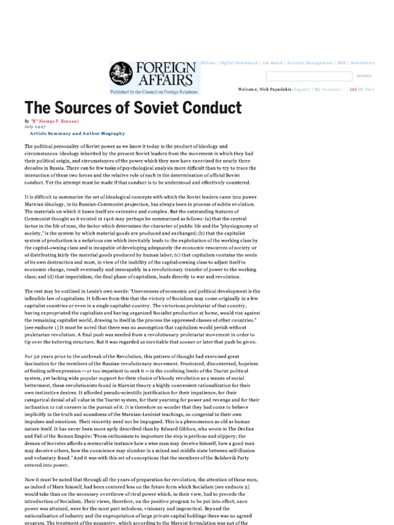 Kennan - The Sources of Soviet Conduct | PDF