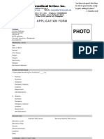 Application Form For Professionals and Skilled Workers