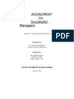 Assingment On Successful Managers: Subject: Organizational Behavior