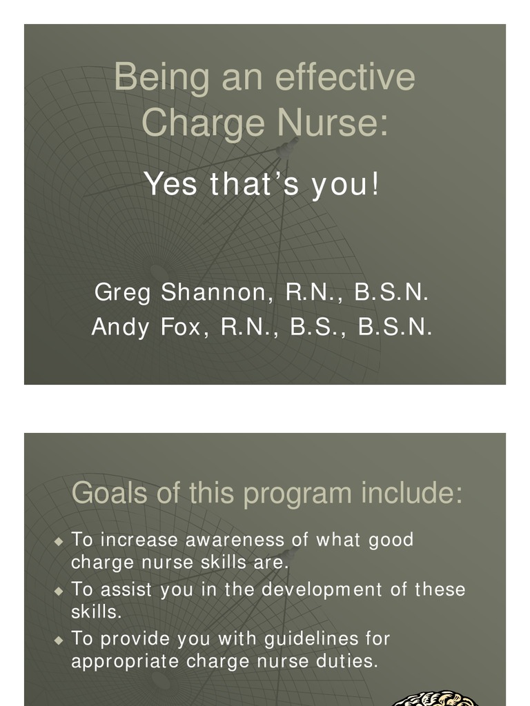 Charge Nurse Skills and Responsibilities | PDF | Critical Thinking ...