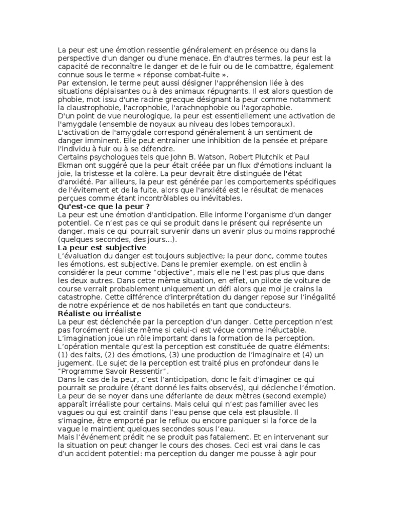 Comprendre la peur et ses mécanismes | PDF | Peur | Psychologie