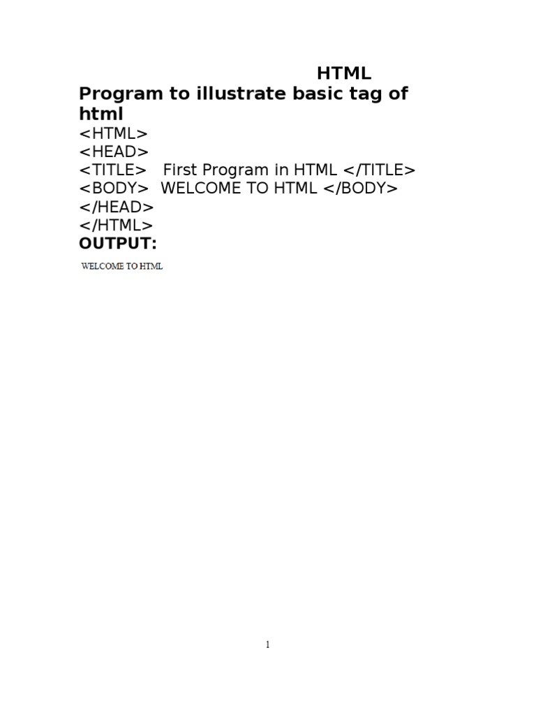 HTML Programs Illustrating Basic Tags and Features | PDF | Java ...