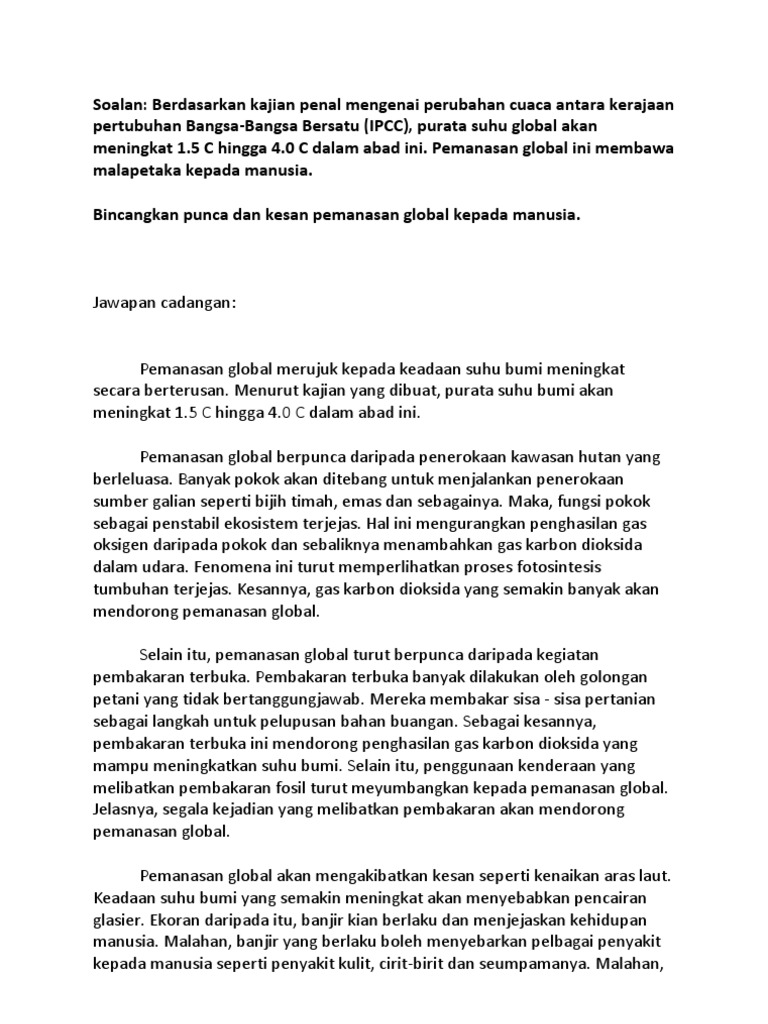 Punca Dan Kesan Pemanasan Global Kepada Manusia Pdf