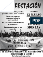 Cartel Manifestación 12 de Marzo Contra Bolonia
