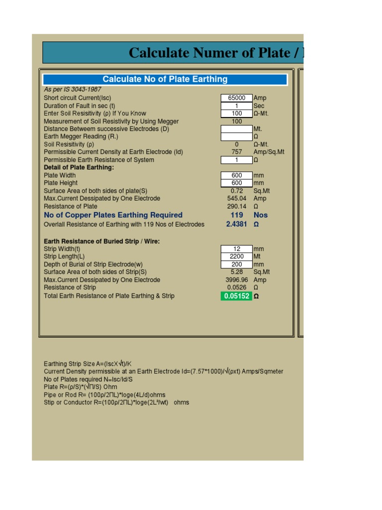 Earthing Strip Size Calculation Guide | PDF | Electrical Resistivity ...
