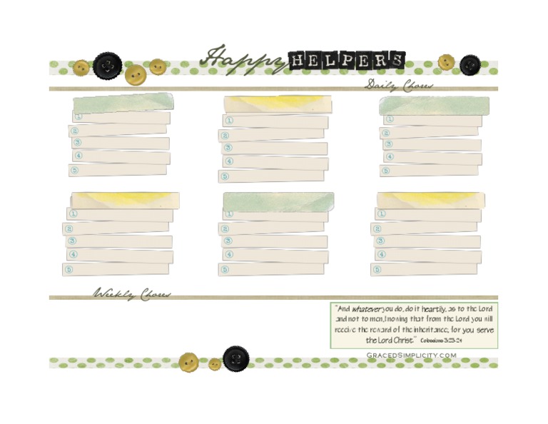 (Blank) Happy Helper Chore Chart | PDF | Religion & Spirituality
