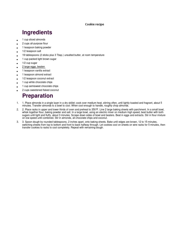 Cookie Recipe 1 | PDF