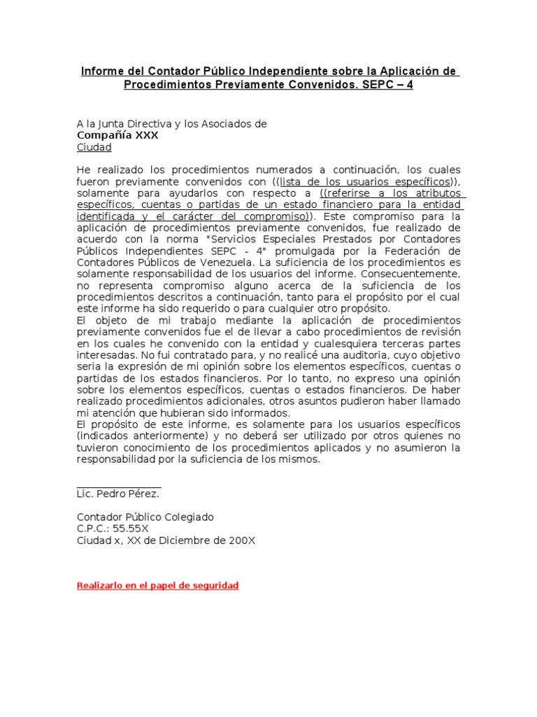 Informe Contador Publico Sepc-4 | PDF | Contador | Contabilidad