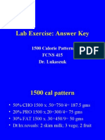Lab Exercise: Answer Key: 1500 Calorie Pattern FCNS 415 Dr. Lukaszuk