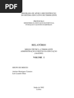 Relatório - Missão Técnica a Timor - Administração e Gestão da Educação - 2002 - Volume-I