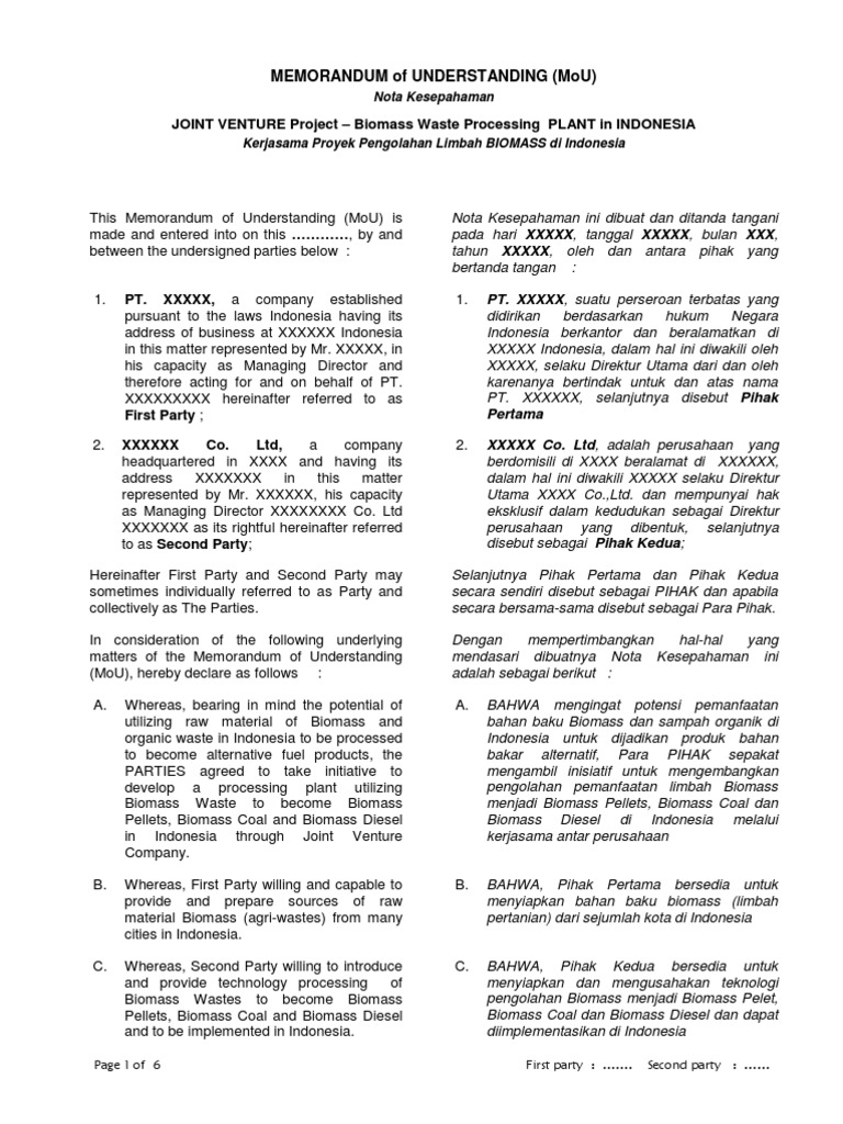 Contoh Kontrak Bisnis Bahasa Inggris