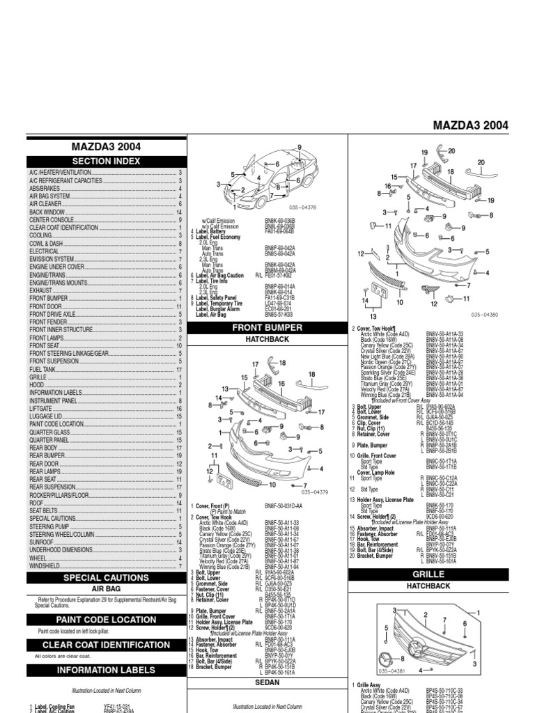 Part List Mazda 3 | PDF