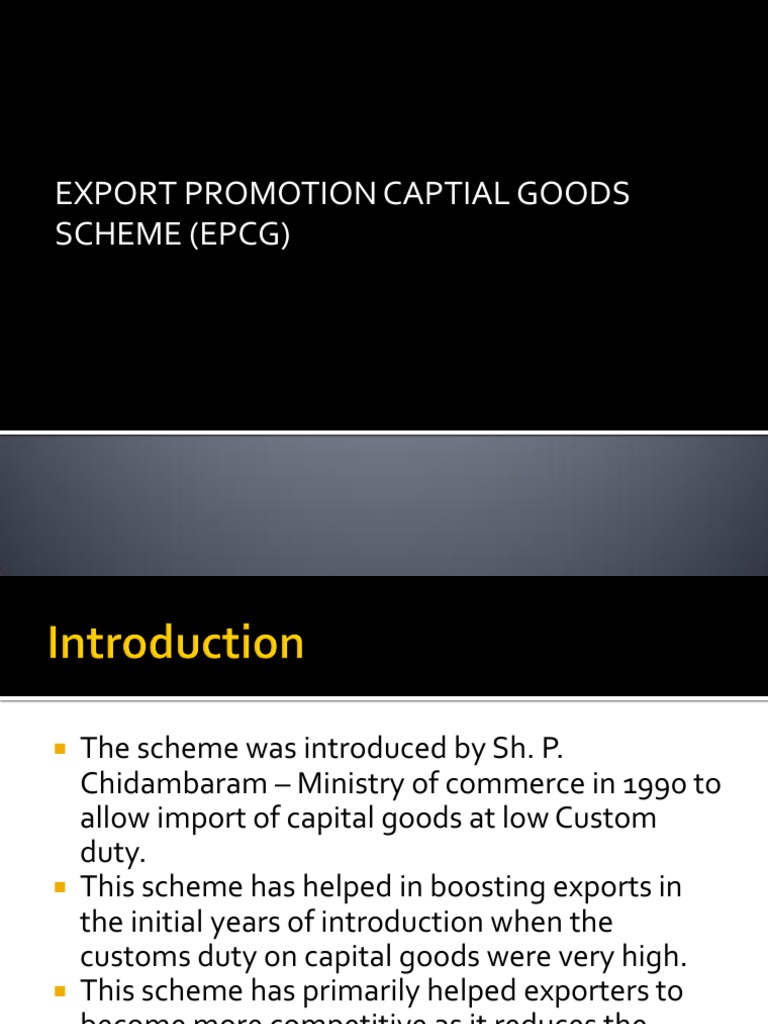 Export Promotion Capital Goods Scheme Presentation PDF Exports Banks