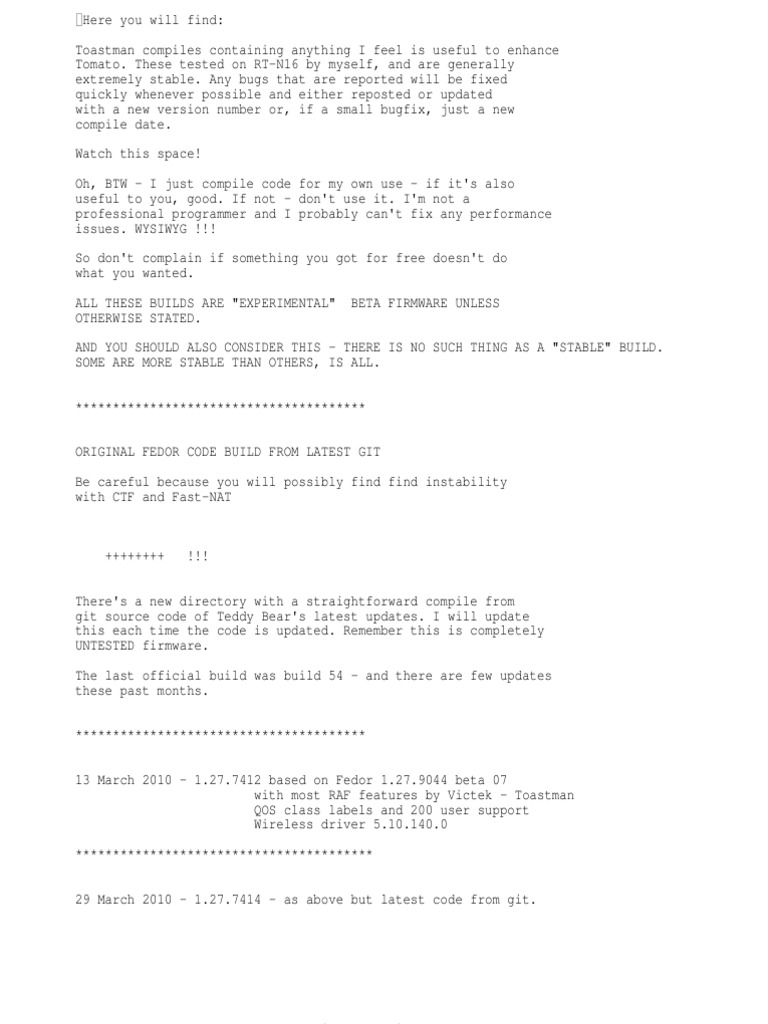 Experimental Tomato Firmware Builds | PDF | Quality Of Service ...