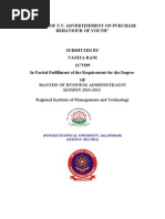 Impact of T.V. Advertisement On Purchase Behaviour of Youth