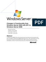 Changes in Functionality Win2K3 SP1 to Win2K8