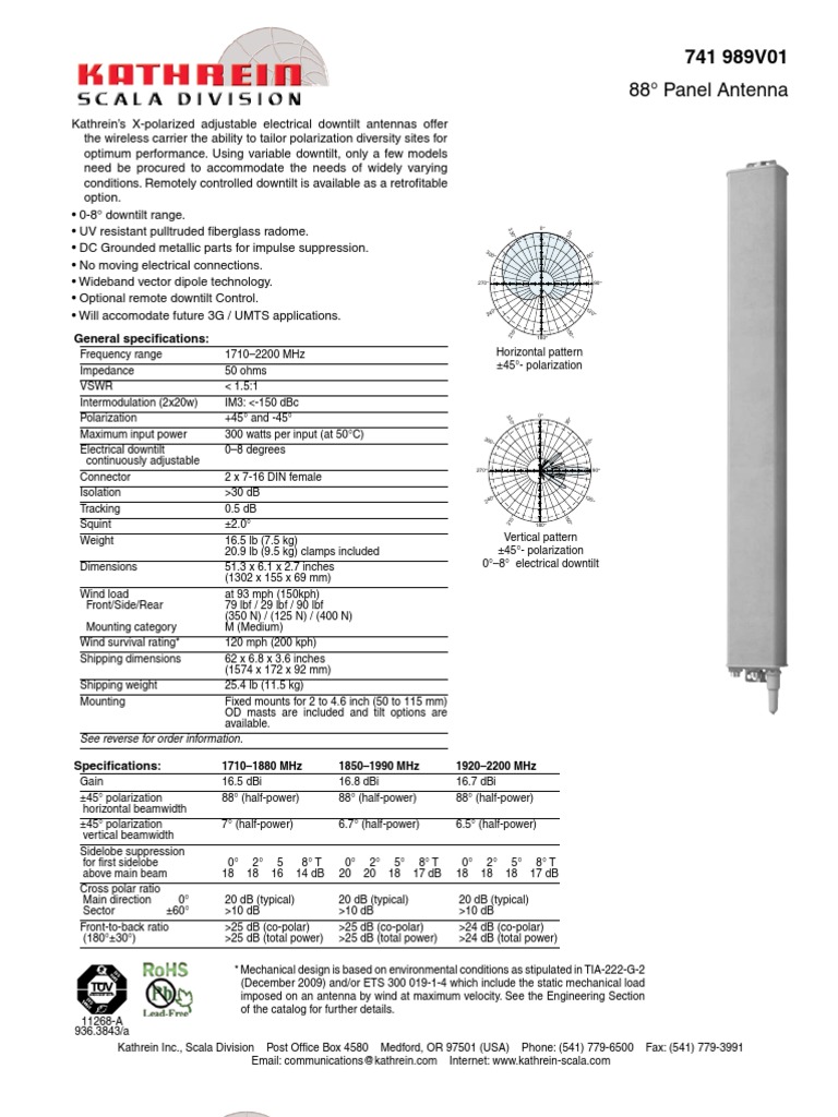 Kathrein 741989V01 Antenna Antenna (Radio) Broadcast Engineering