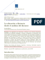 La Educación A Distancia Desde El Análisis Del Discurso