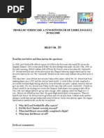 Probă de Verificare A Cunoştinţelor de Limbă Engleză 30 MAI 2008