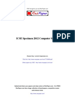 ICSE Specimen 2012 Computer Science: Answer Key / Correct Responses On