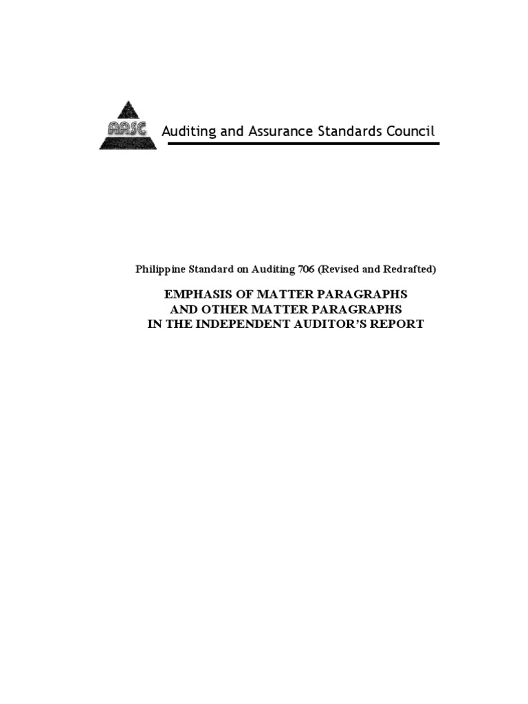 Emphasis and Other Matter Paragraphs in Audits | PDF | Auditor's Report ...