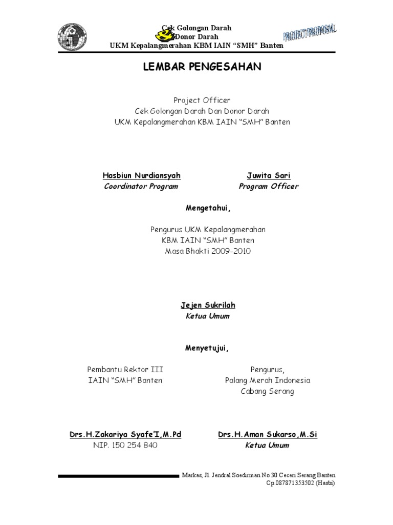 Proposal Cek Golongan Darah &amp; Donor Darah