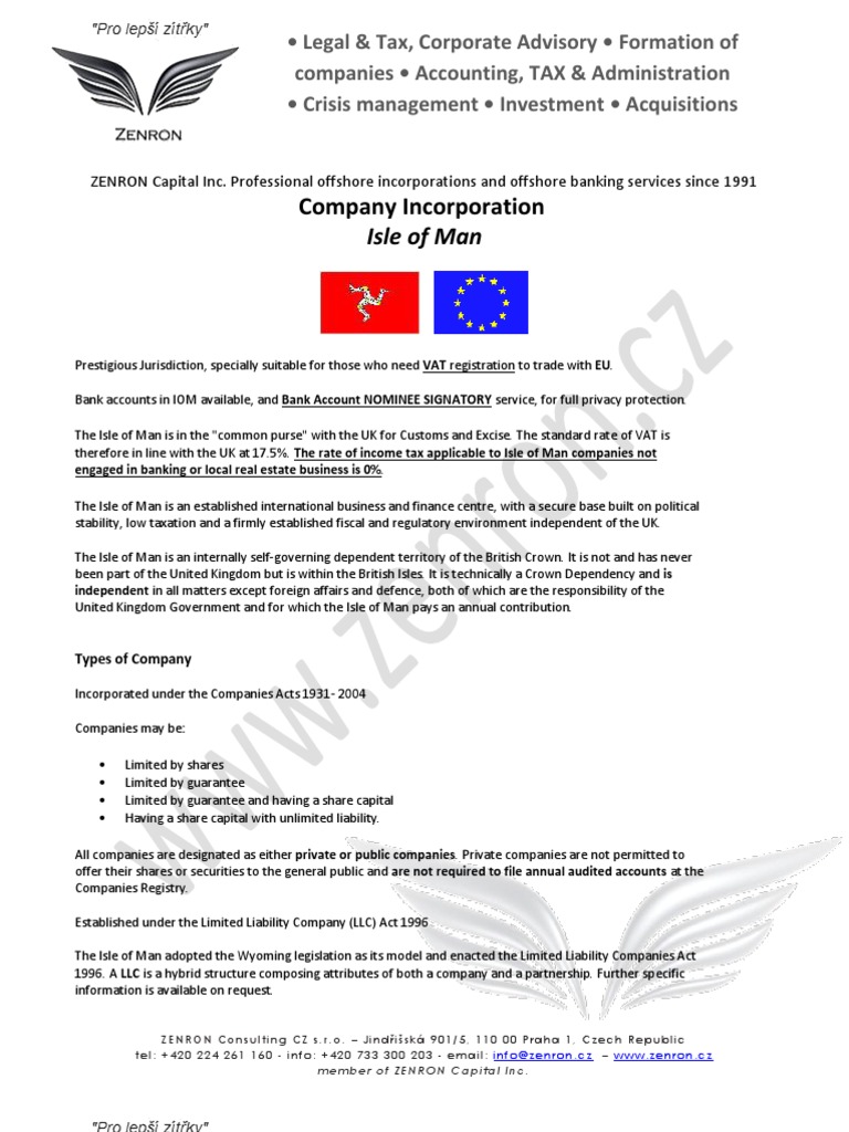 Isle of Man Company Formation Guide | PDF | Limited Liability Company ...