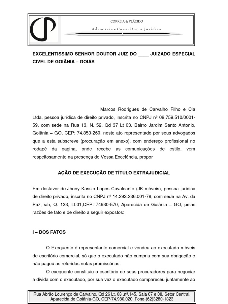 Ação de execução de Nota promissoria Batista | Papel Comercial | Lei ...