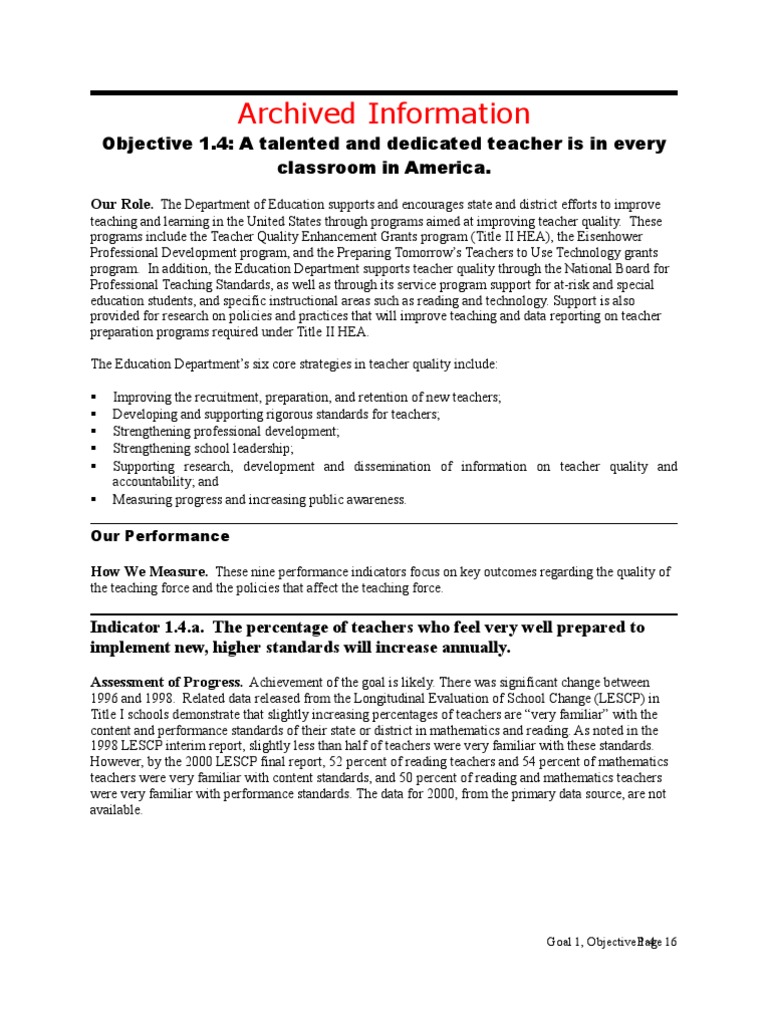 Enhancing Teacher Quality in America | PDF | Educational Assessment ...