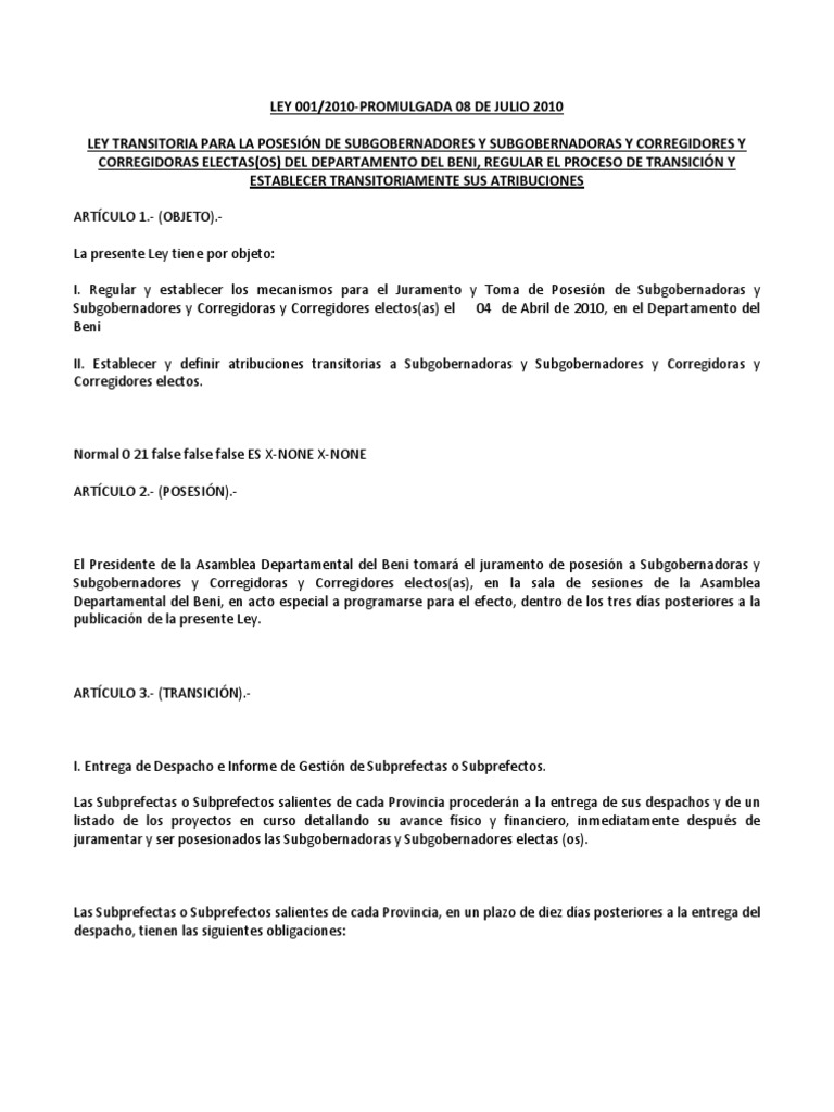 Ley 001 PDF Jurisdicción Presupuesto