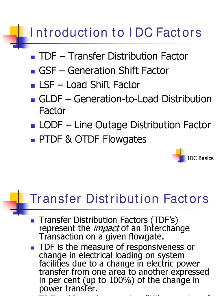 IDC Factors PDF Electric Power Electricity