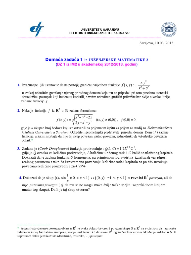 Domaca Zadaca 1 Iz IM2 2012 - 2013 | PDF