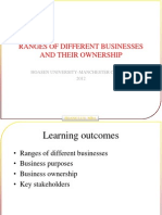 Ranges of Different Businesses and Their Ownership: Hoasen University-Manchester College 2012