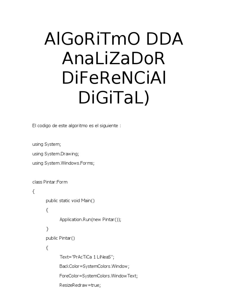 Análisis del algoritmo DDA (Digital Differential Analyzer) para dibujar ...
