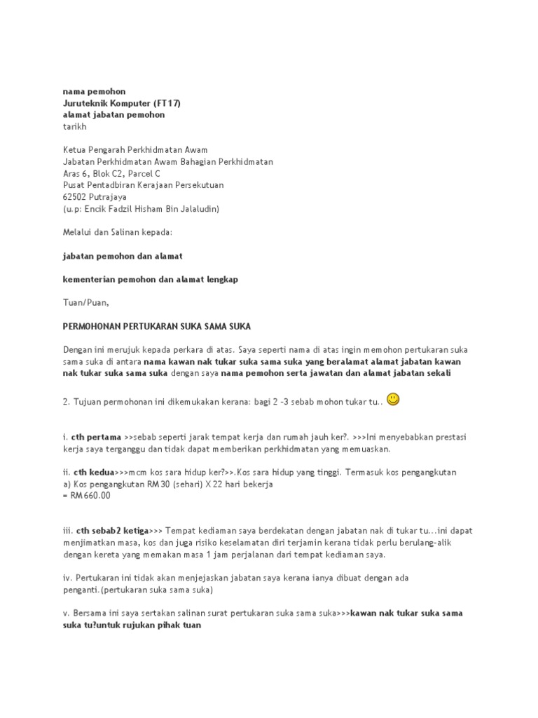 Contoh Surat Rasmi Melalui Ketua Jabatan Esther314