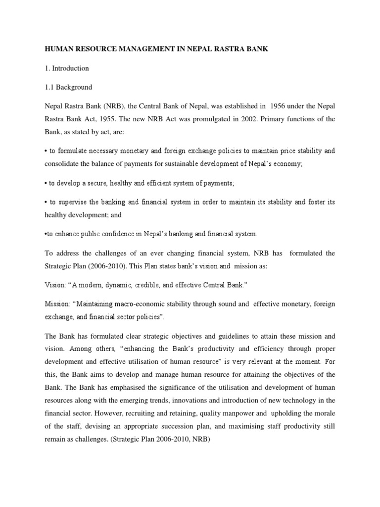 Human Resource Management In Nepal Rastra Bank PDF Competence