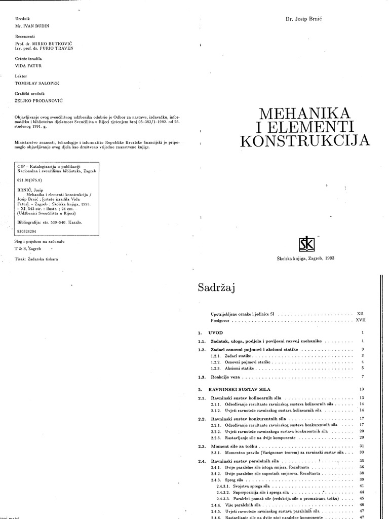 Mehanika I Elementi Konstrukcija | PDF
