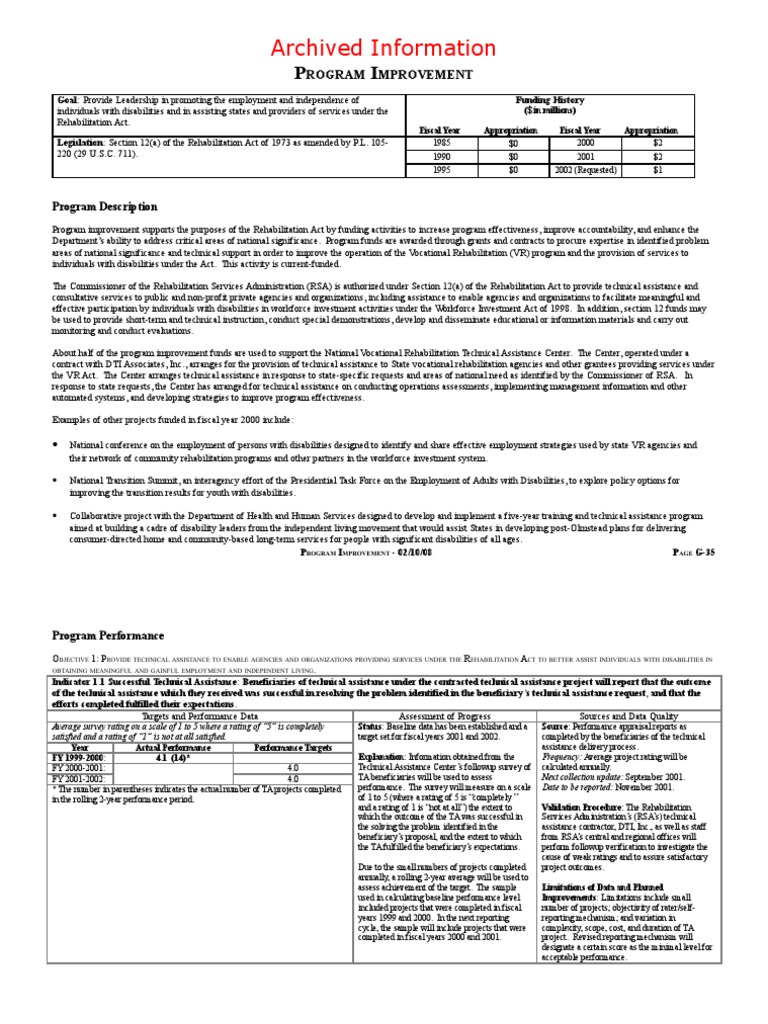 Program Improvement for Disability Employment | PDF | Business ...